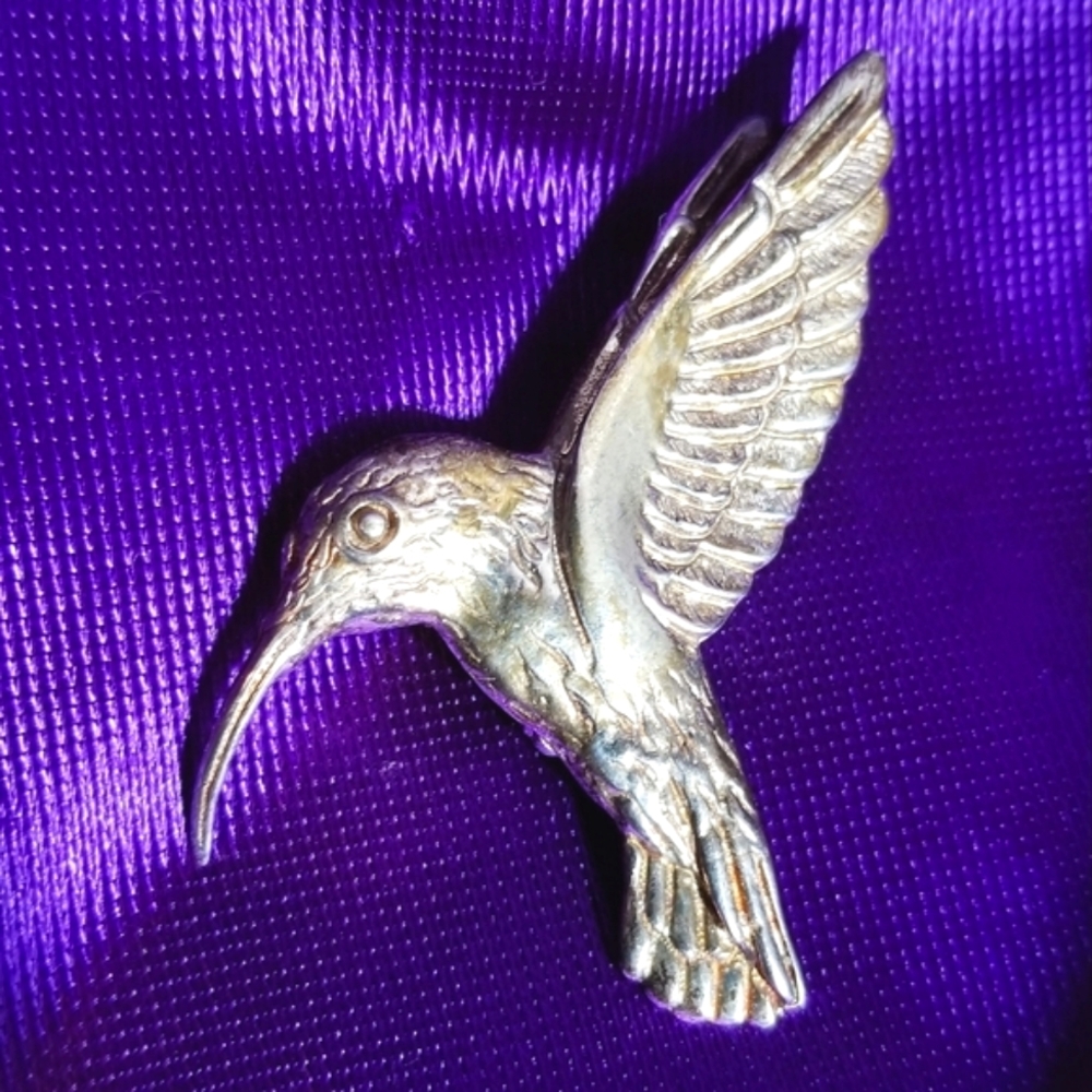 Vintage hummingbird brooch / pendant 925 Sterling Silver Mex Mexico bird
